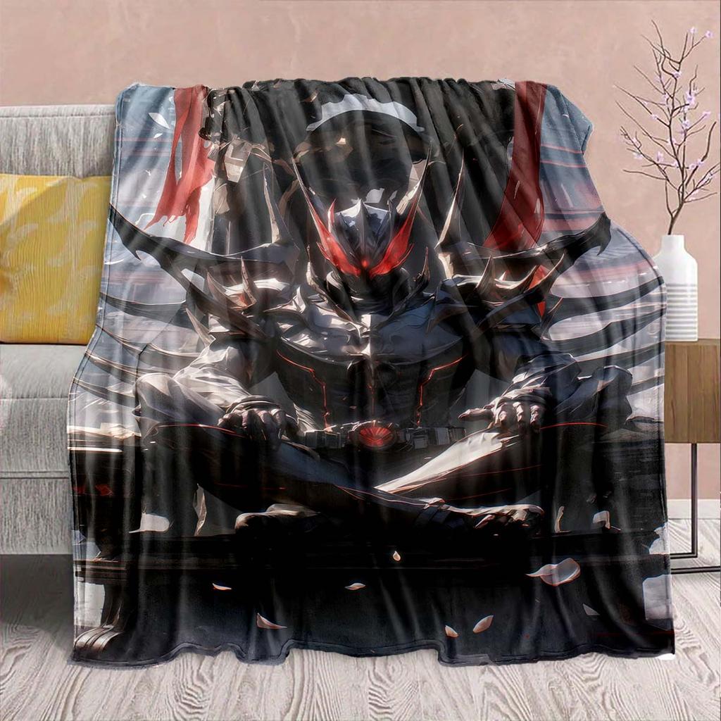 Kamen Rider Anime Flannel Blanket – Soft, Warm, Perfect for Sofas, Bedding, Camping, Travel, Office, and Home Decor – QJY