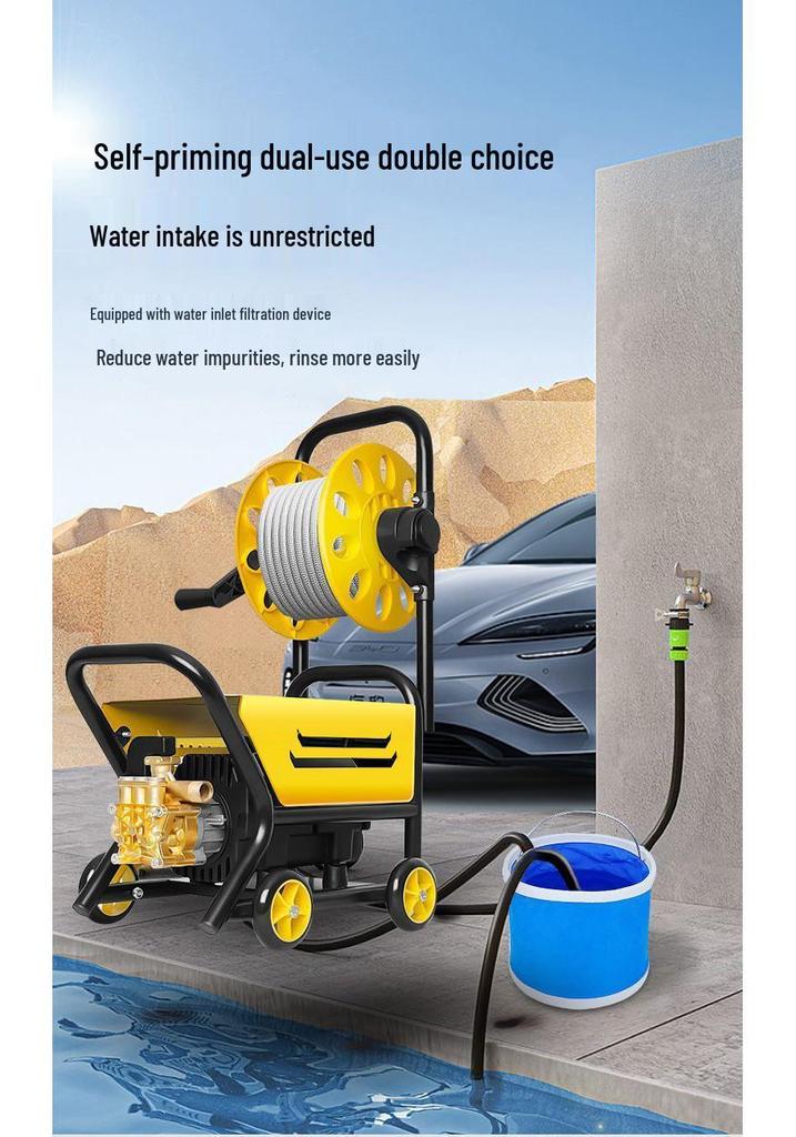 Dual-Voltage High-Pressure Car Washer with Self-Priming Water Gun Pump
