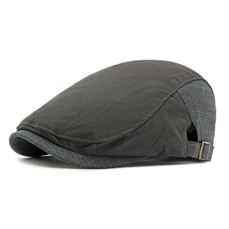 Spring Thin Breathable Cap Men's British Peaked Cap Retro Beret Stitching Forward Cap