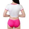[LittleForBig] Men's Bralette 2-Piece Gym Wear Set [Welcome to Sissy World] Silky Crop Top and Panties Camel Toe Covered Back Shirring Rose S