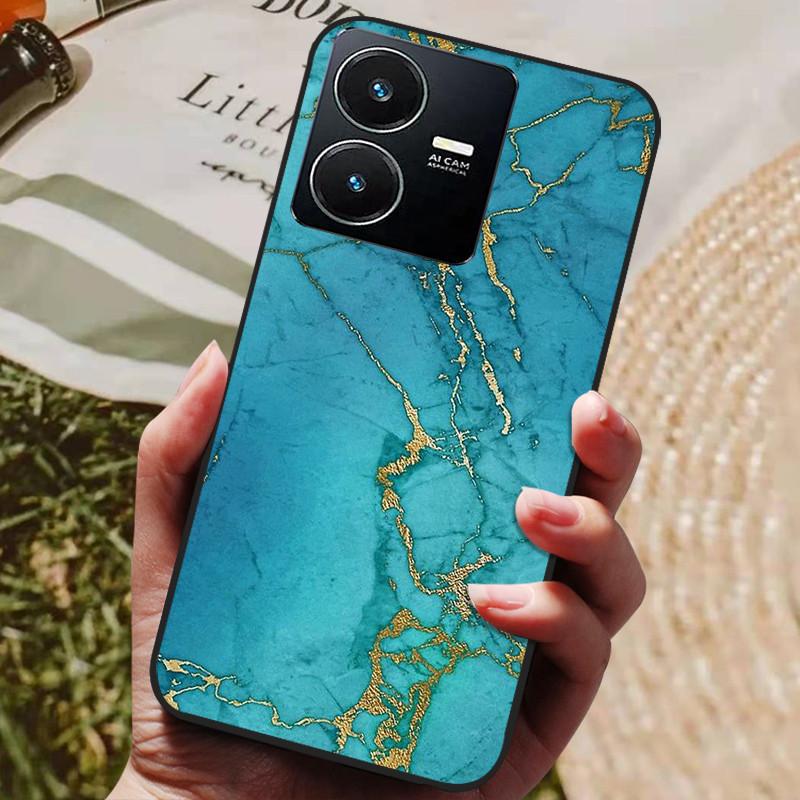 Für Vivo Y22 Hülle Weiches Silikon Stoßfeste Handyhülle für Vivo Y22 Y22s Y 22 s Hüllen Y 22 2022 Schwarzer Bumper Schutzhüllen