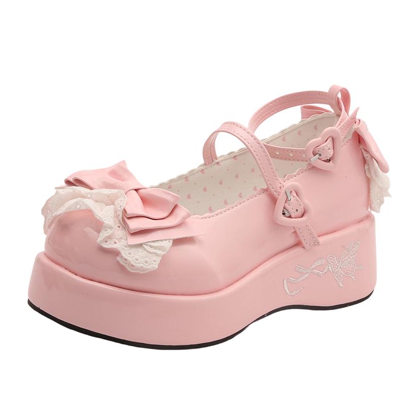 

Cute Round Toe Bow Japanese Single Shoes Plus Size Mary Jane Small Leather Shoes 40