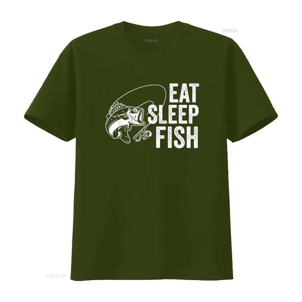 Mens Eat Sleep Fish Funny Fishing Youth Design T Shirt Black Medium Vintage Washed Graphic Top For Everyday Wear Stretched