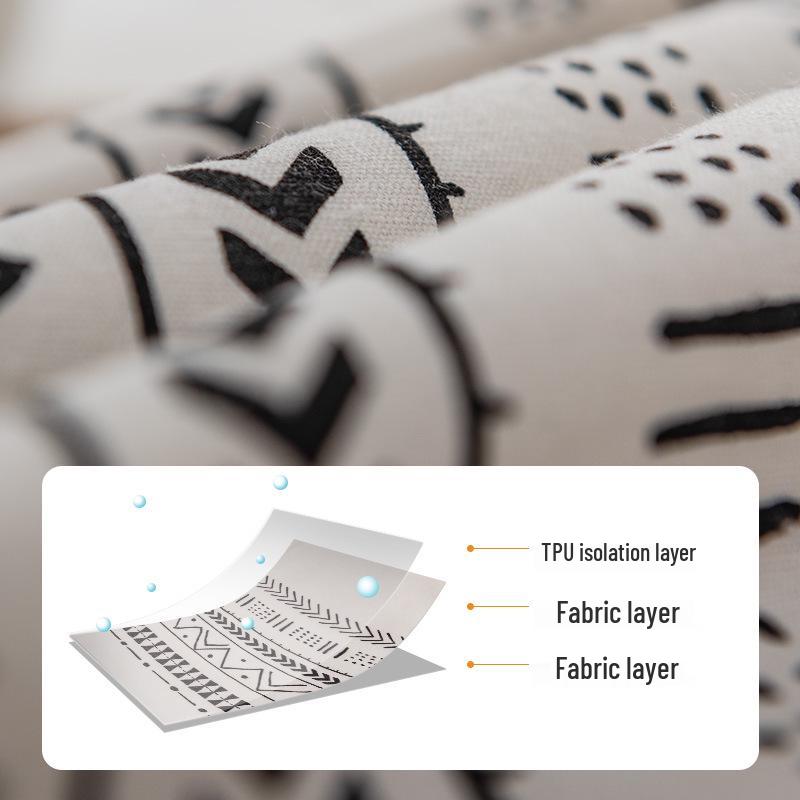 Bohemian Cotton Linen Tablecloth with Tassels – Ethnic Style, Waterproof & Oilproof, Wash-Free Rectangular Design