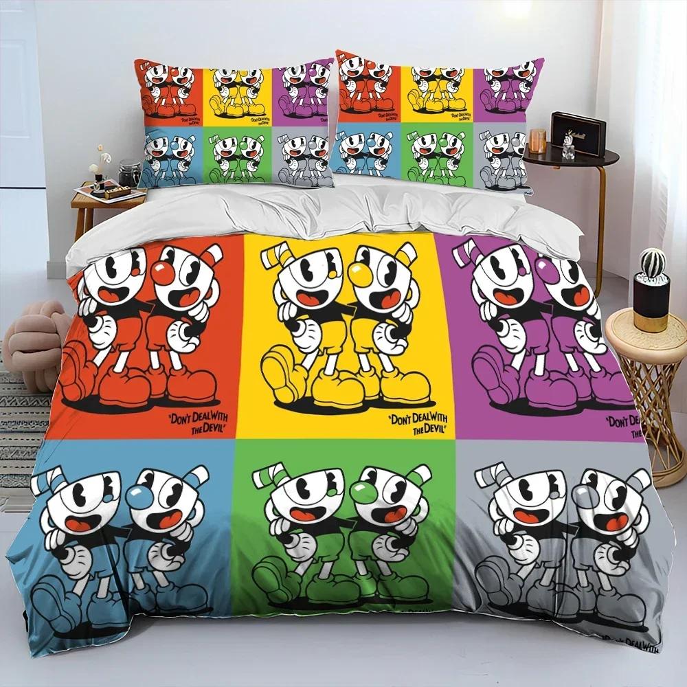 Nové 3D Potisk Cuphead a Mugman Pohodlný Povlak na Peřinu Povlak na Polštář Sada Povlečení Dětský Pokoj Dekorace Domácí Textil