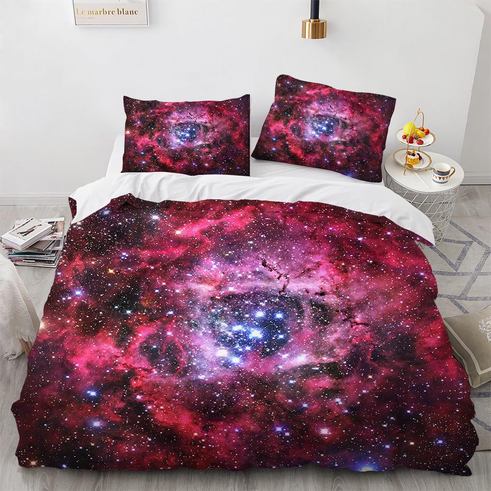 Galaxy Duvet Cover Set Space Romantic Magic Polyester Comforter Cover for Kids Boys Girls Bedding Set King Size with Pillowcase