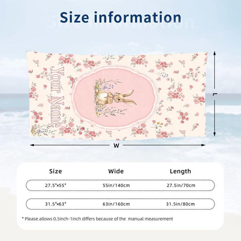 Peter Rabbit Beach Towel, Personalized Custom Text, Quick Dry Soft Large Towel For Swimming Pool Travel