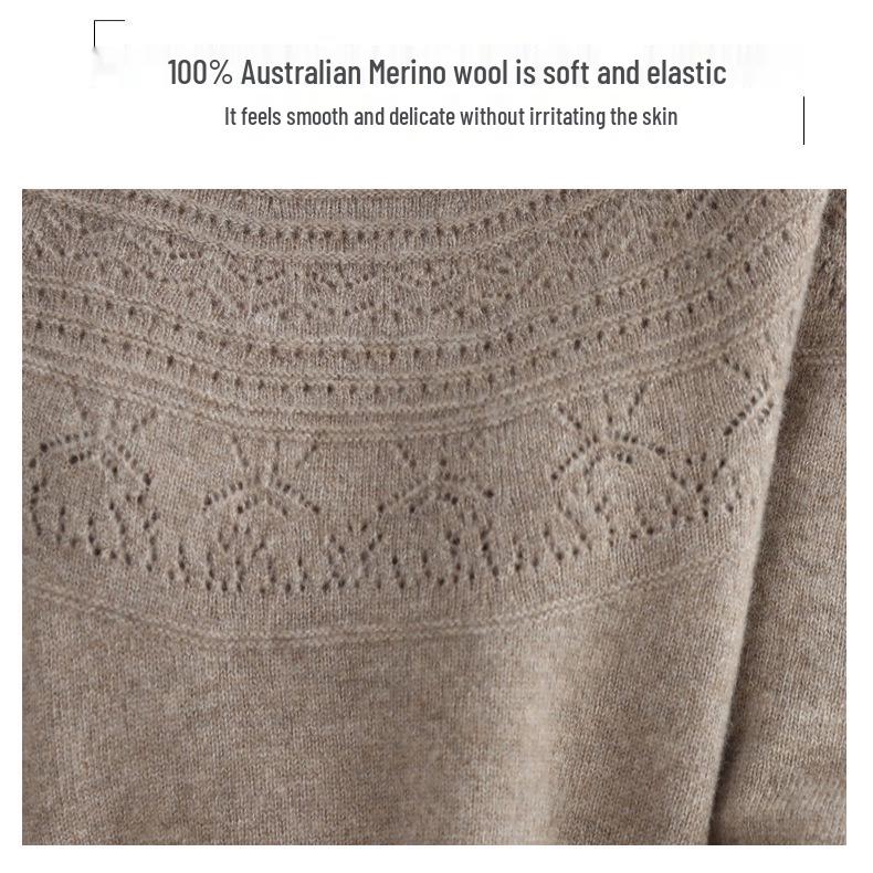 Women's Slim Fit Wool-Cashmere Sweater: Round Neck, Short Sleeve, Ideal for Autumn-Winter Layering
