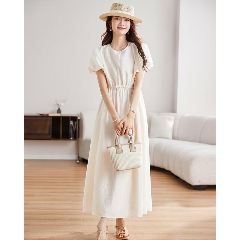 TERRE BLEUE Women's A-Line Bubble Sleeve Midi Dress