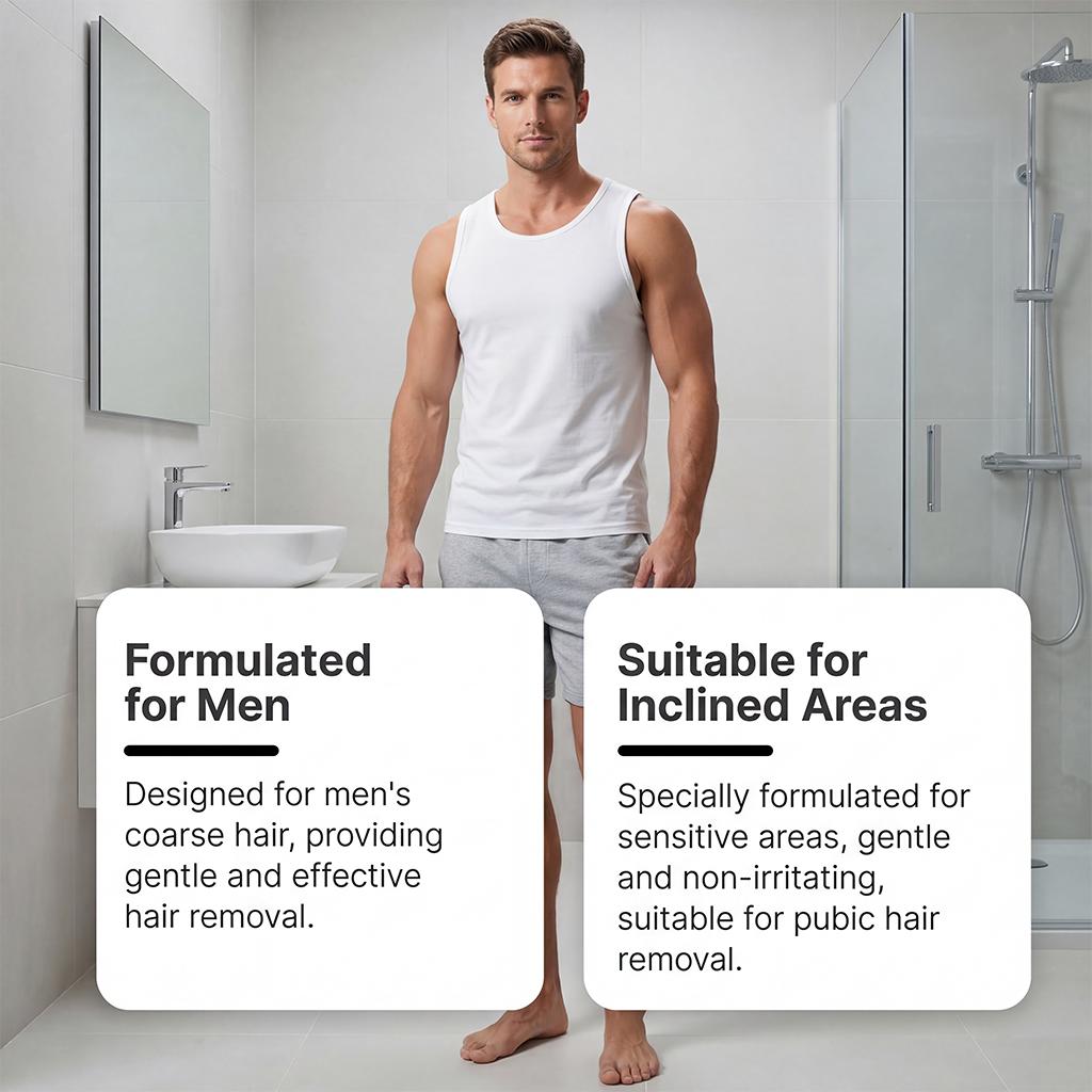 Men's Gentle Hair Removal Cream Gently Cares For Hair Removal, Cleanses The Body, Leaves It Smooth And Refreshed.