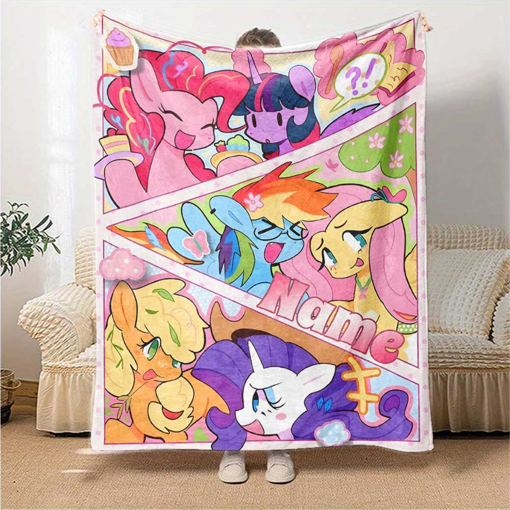 Little Pony (13) Personalized Name Blanket Gift Personalized Blanket Warmthful Decor for Picnics Couch Chair Living Room Ideal for All Seasons