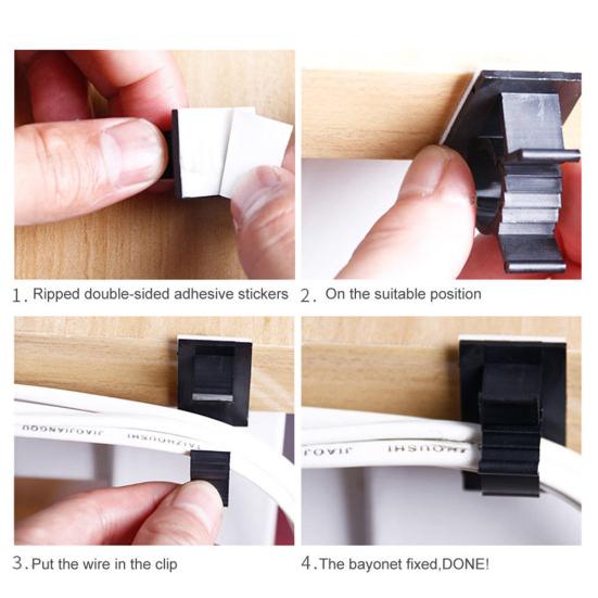 20Pcs Adhesive Cable Home Office Hotel Clip Holder Wire Organizer Lines Clamp