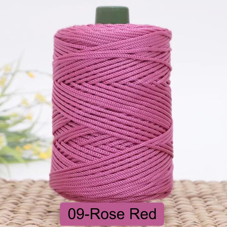 3mm farbiges gedrehtes gewebtes Seil, Hohlfaden-Handwerk Polyester Makramee-Seil, Schwarzes Garn zum Häkeln, Häkelgarn für Stricker