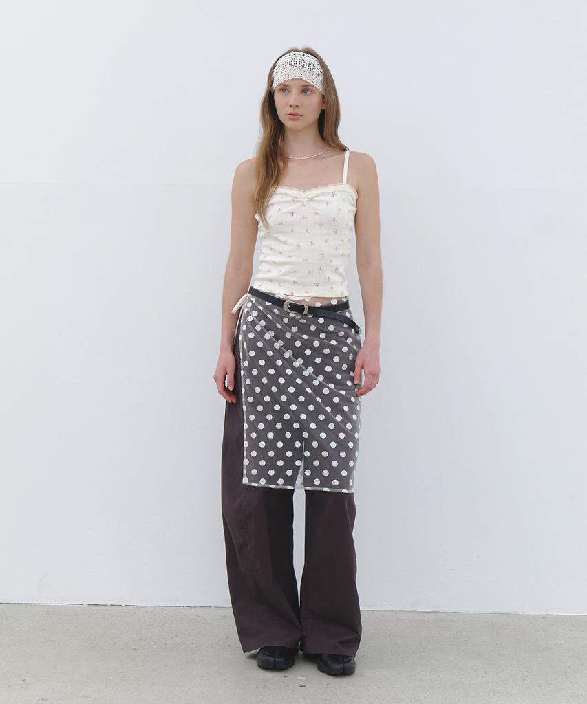Cluny Dot Patten Wrap Skirt - White