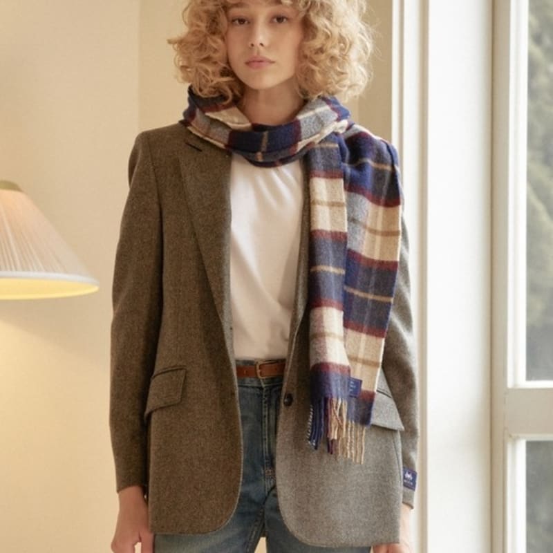 ABRAHAM MOON Merino Wool Muffler 25cm - Winchester Navy