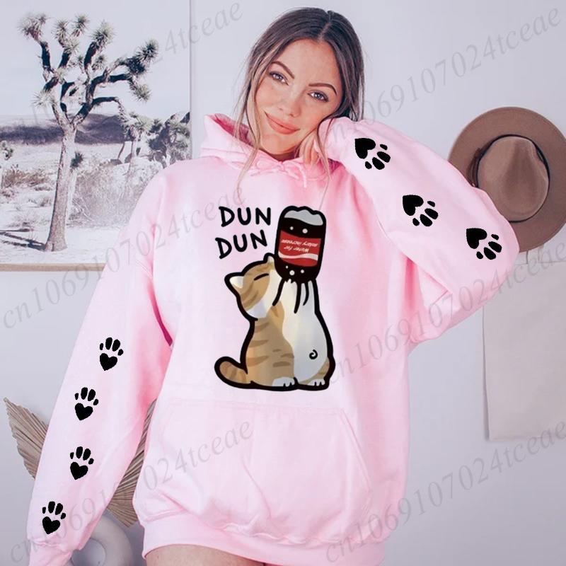 Chat Dessin Animé Boire Augmentation de Salaire Boissons Hommes Femmes Sweat-shirts à Capuche Mode Décontracté Sweat-shirts Plaisir Maison Harajuku Hauts