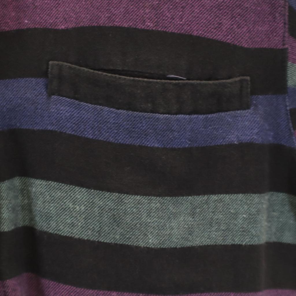 ISSEY SPORT 90s Made In Japan Old Border Pattern Long Sleeve Open Collar Shirt Women Used