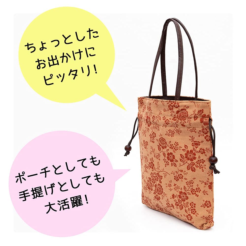 Mini Tote Persimmon Shibu Made in Lightweight Mini Handbag Drawstring Shibu Hand [creareki] Bag, Women's Bag, Small, Dyed, Japan, KS-112 (Persimmon