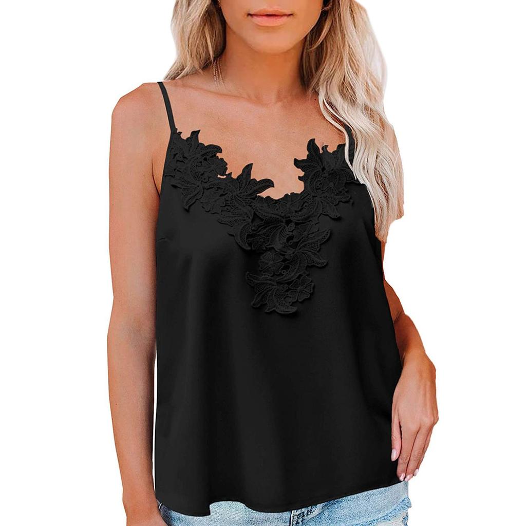 Women Fashion Color Sexy Lace V-neck Camisole Vest Tank Top