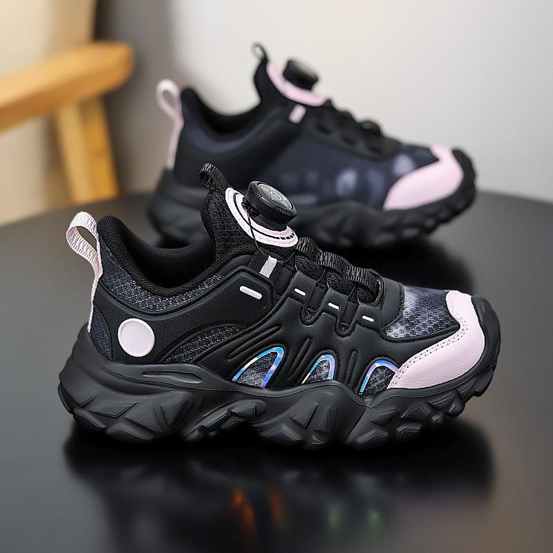 Girls 'swivel Button Sneakers 2026 New Children's Lightweight Breathable Soft-sole Running Shoes Physical