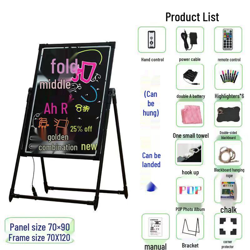Fluorescent Night Market Advertising Board - Luminous Shop Display Blackboard