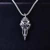 Trendy Men's Titanium Wheat Ear Cross Pendant Necklace with Long Pearl Chain