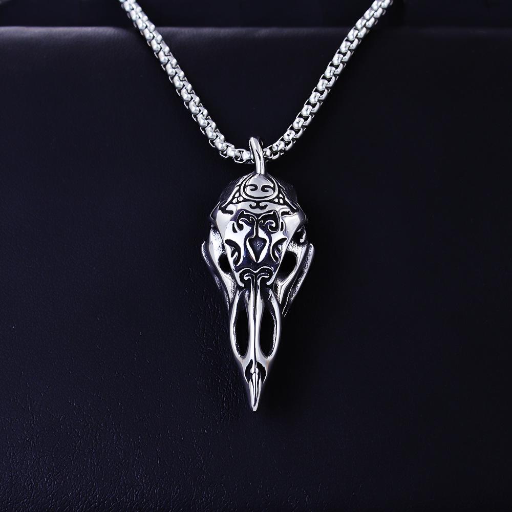 Trendy Men's Titanium Wheat Ear Cross Pendant Necklace with Long Pearl Chain