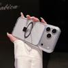 Applicable to Apple 17Promax acrylic mobile phone case transparent magnetic suction bracket iPhone16PM anti-drop protective case