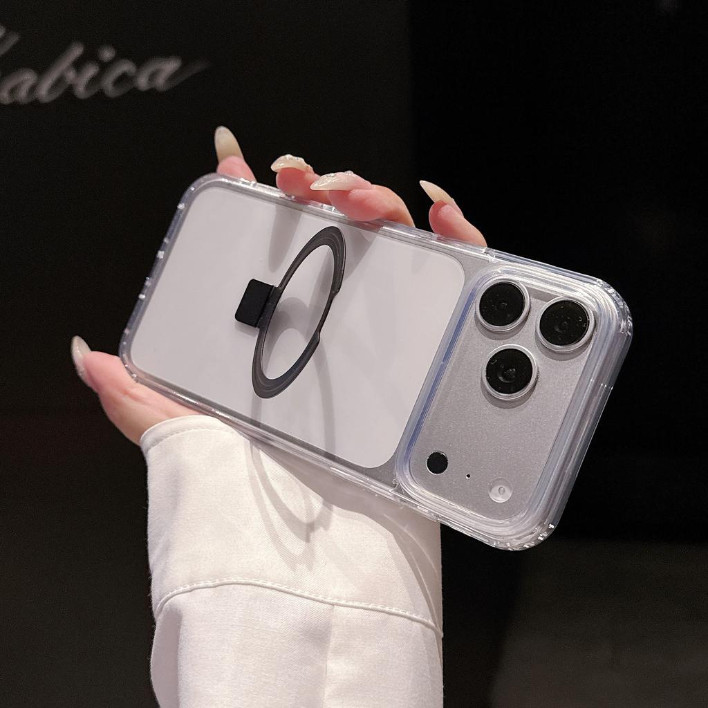 Applicable to Apple 17Promax acrylic mobile phone case transparent magnetic suction bracket iPhone16PM anti-drop protective case