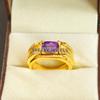 Amethyst Oval Cut With 925 Sterling Silver Gold Plated Ring For Men's #A677 JL375658849140