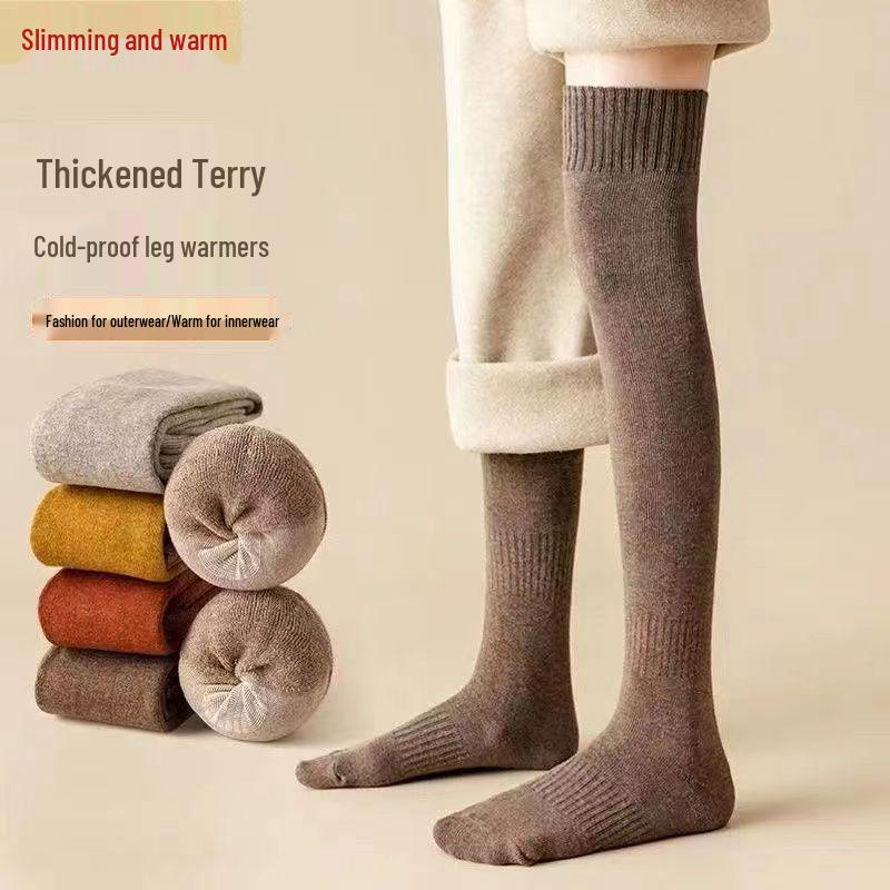 Women's Fleece-Lined Over-the-Knee Socks - Thick, Warm, Slimming Thigh Highs for Autumn and Winter