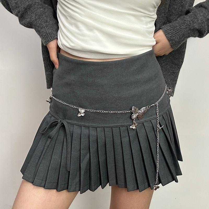 

Exquisite Gold Color Butterfly Waist Chain For Women Vintage Metal Long Tassel Belt Lady Body Chains Y2K Jewelry Accessories серебряный