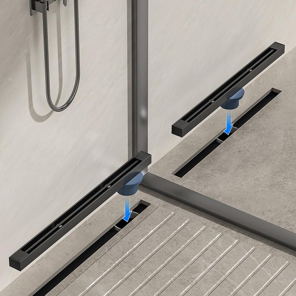 Black Floor Drain 30 40 50cm Kitchen WC Bathroom Shower Large displacement Linear Drainage Side Floor Drains 304 Stainless Steel