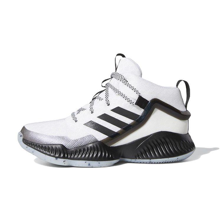 adidas Lockdown J Fabric Slip Resistant Abrasion Resistant Mid Top Children's Basketball Shoes White Black Unisex GZ3084