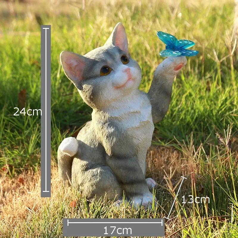 

For Niedliche Katzenstatue, Solarenergie, Leuchtender Schmetterling, Dekorative Kätzchen-Ornamente, Schreibtischdekoration, Cart