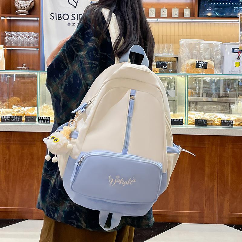 Korean version of small fresh primary and secondary school 3-5 grade women high value contrasting color splicing sweet beautiful women travel backpack