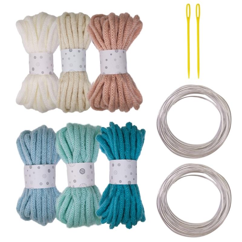 6Rolls Of Multicolored Hollow Braided Cord Rope 5.46Yard Long 7mm Wide Polyester Rope For Art Craft And Home Decoration