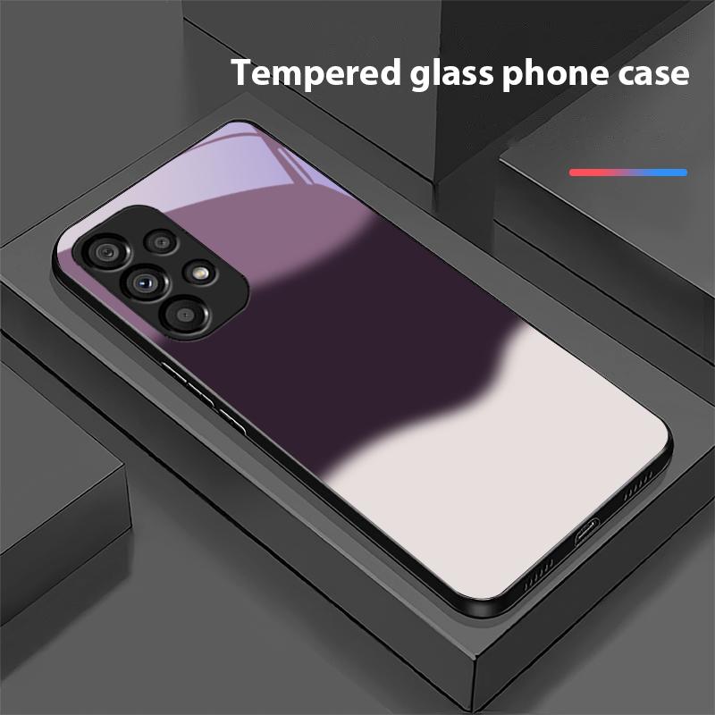 Three Color Gradient For Samsung Galaxy S 8 9 10 20 Plus 21 FE 22 23 24 Ultra S7 Edge Black Tempered Glass Phone Case Hard Shell