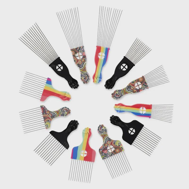 Graffiti Print Steel Needle Styling Comb with Pointed Tail