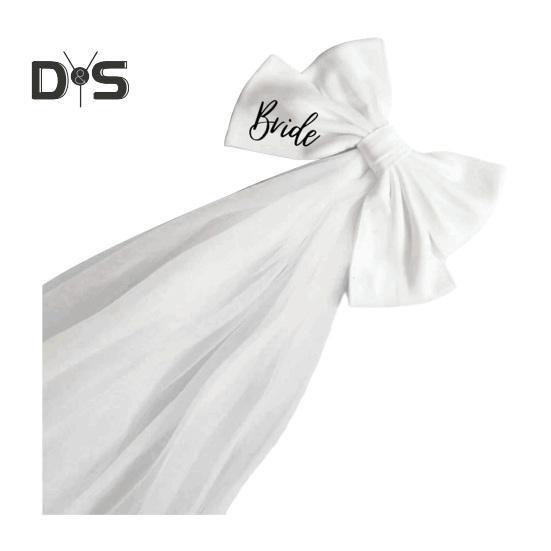 

Сетчатый головной убор с кружевной отделкой, легкая дышащая ткань, женская повязка на голову, фата невесты, белый бант, двойная фата белый