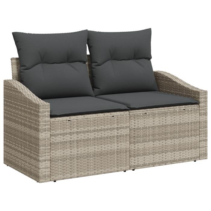 VidaXL Ensemble de canapé de jardin 8 pièces avec coussins gris clair Poly Rattan 3360643