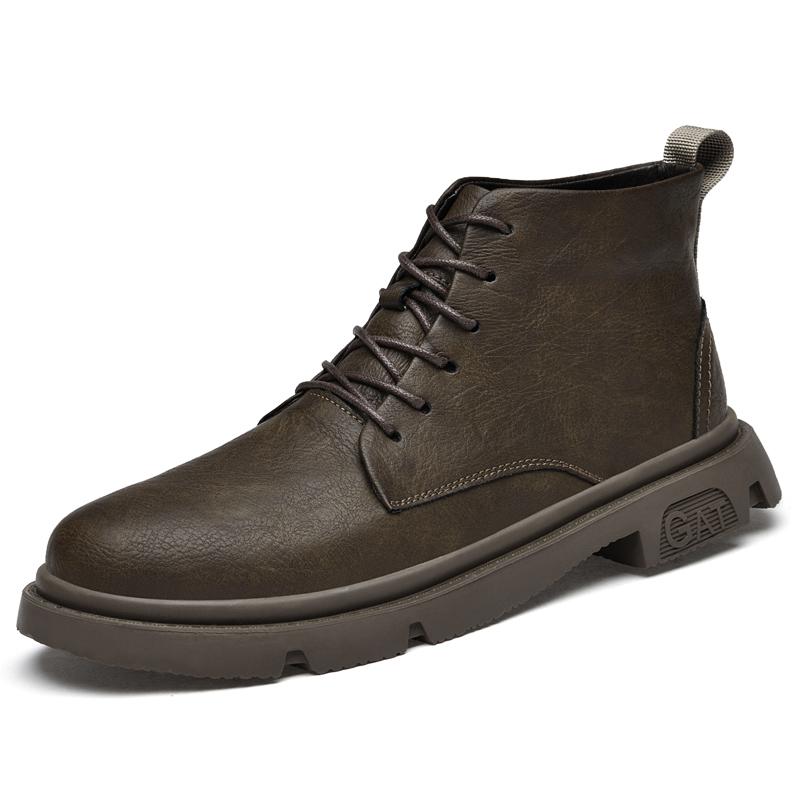 Winter Hot Selling Men's Leather Casual Shoes Thick Soled British Style Outdoor Workwear Shoes Men's Business Short Boots