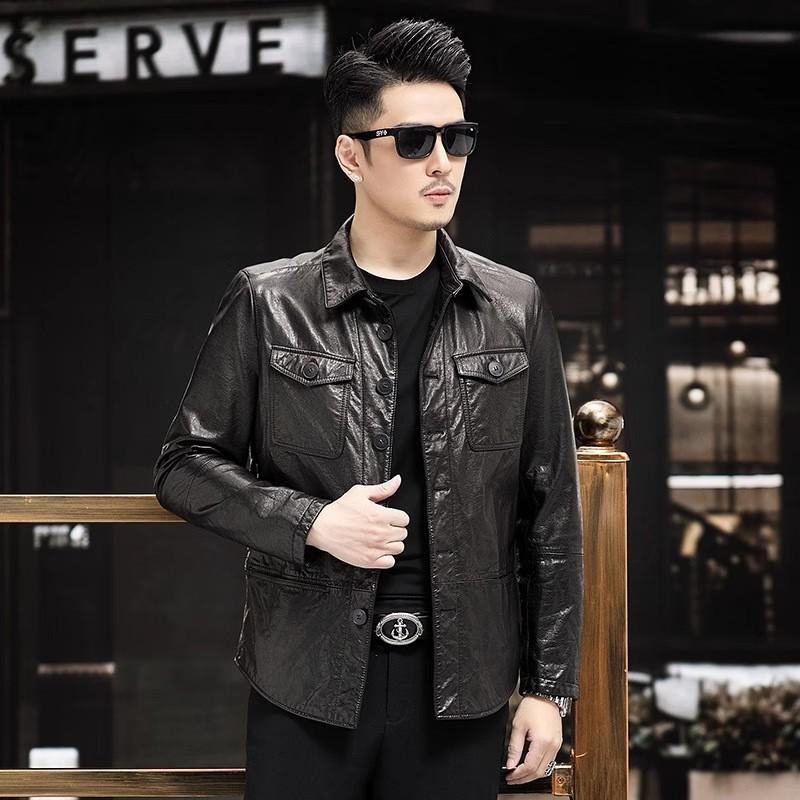 

Осенняя кожаная куртка из коровьей кожи с масляным воском, кожаная куртка Locomotive, мужское пальто 5XL чёрный