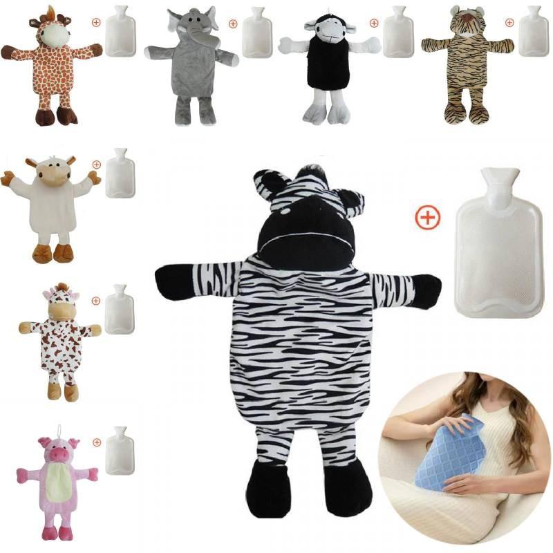 Water Hot Bottle With Plush Cover Soft Fluffy Monkey Unicorn Rubber Hand Warmer