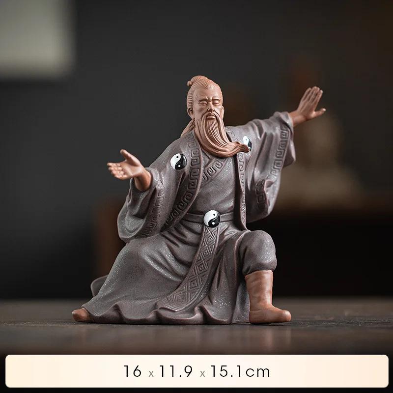 Čínské zenové řemeslné výrobky z fialové hlíny, Tai Chi, Zhang Sanfeng, legendární postavy, ozdoby, bytové doplňky, dekorace do obývacího pokoje