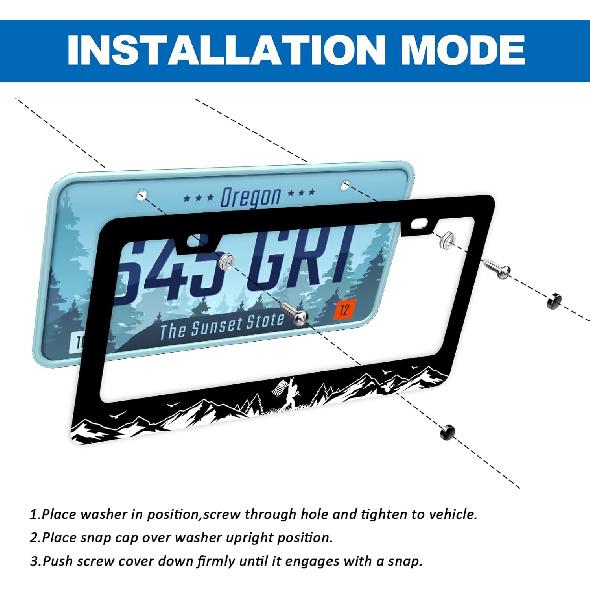 FIORDY 2Pcs Bigfoot License Plate Frame Personalized License Plate Frames Auto Accessory Bracket Stainless Steel License Plate Holder With Screws For