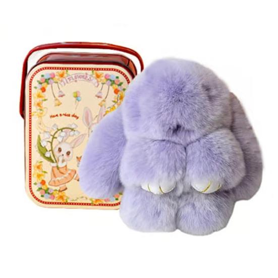 Милый брелок-брелок из плюша с кроликом и жестяной банкой, ручной работы, мягкий помпон, подвеска на сумку с кроликом для женщин, девочек, Пасхальный, Подарок на день рождения A