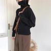 Retro High Neck Button Sweater: Women's Autumn/Winter Solid Color Knit with Slit