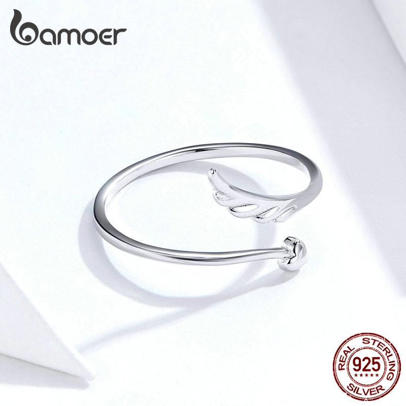 BAMOER Authentischer Modering aus Sterlingsilber, Schutzengelring für Damen