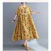 Loose and Thin Retro Swing Round Neck Short Sleeve Long Dresses